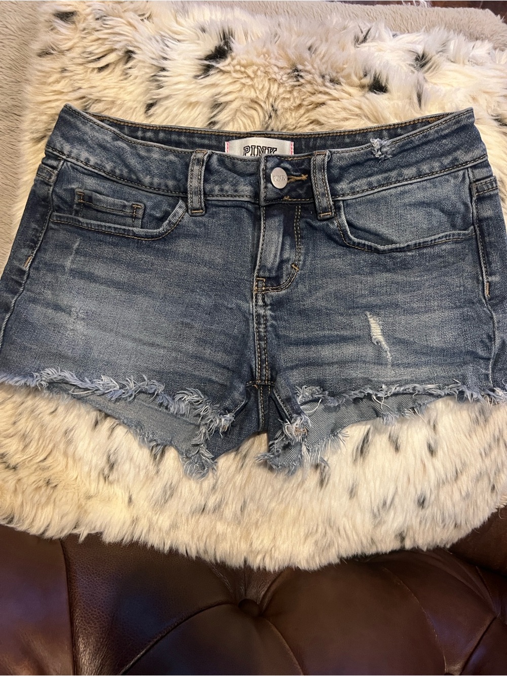 PINK Victoria's Secret Light Blue Distressed Denim Cutoff Shorts